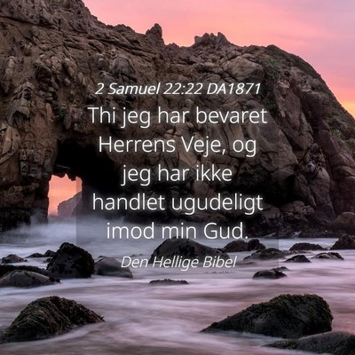 Picture 04 - 2 Samuel 22:22 DA1871 - Thi jeg har bevaret Herrens Veje, og jeg har ikke - Bible Verse Picture