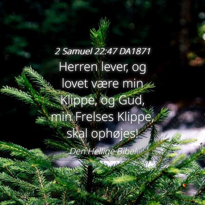 Picture 04 - 2 Samuel 22:47 DA1871 - Herren lever, og lovet være min Klippe, og Gud, - Bible Verse Picture