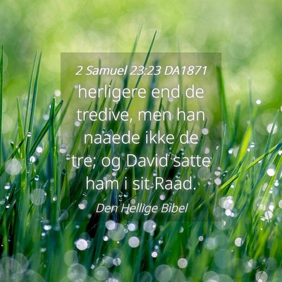 Picture 04 - 2 Samuel 23:23 DA1871 - herligere end de tredive, men han naaede ikke de - Bible Verse Picture