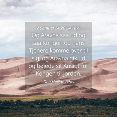 Picture 04 - 2 Samuel 24:20 DA1871 - Og Aravna saa ud og saa Kongen og hans Tjenere - Bible Verse Picture