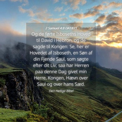 Picture 04 - 2 Samuel 4:8 DA1871 - Og de førte Isboseths Hoved til David i Hebron, - Bible Verse Picture