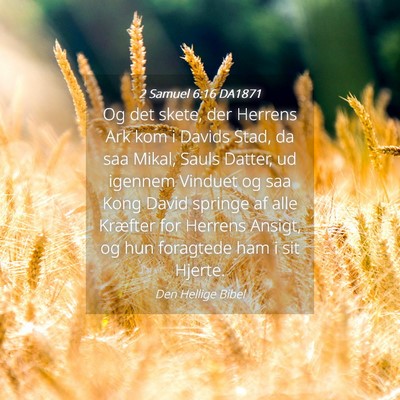 Picture 04 - 2 Samuel 6:16 DA1871 - Og det skete, der Herrens Ark kom i Davids Stad, - Bible Verse Picture