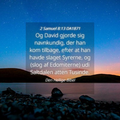 Picture 04 - 2 Samuel 8:13 DA1871 - Og David gjorde sig navnkundig, der han kom - Bible Verse Picture