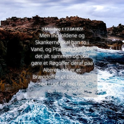 Picture 04 - 3 Mosebog 1:13 DA1871 - Men Indvoldene og Skankerne skal han to i Vand, - Bible Verse Picture
