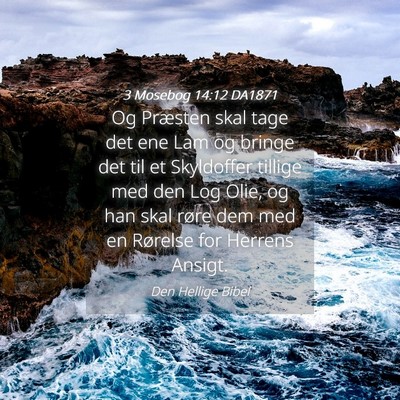 Picture 04 - 3 Mosebog 14:12 DA1871 - Og Præsten skal tage det ene Lam og bringe det - Bible Verse Picture