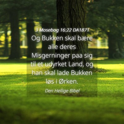 Picture 04 - 3 Mosebog 16:22 DA1871 - Og Bukken skal bære alle deres Misgerninger paa - Bible Verse Picture