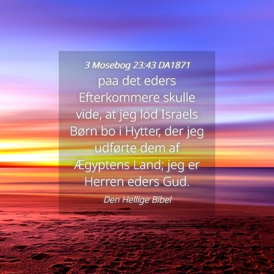 Picture 04 - 3 Mosebog 23:43 DA1871 - paa det eders Efterkommere skulle vide, at jeg - Bible Verse Picture