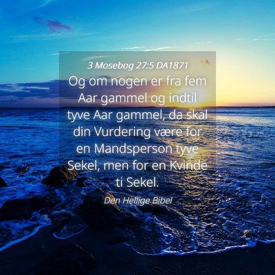 Picture 04 - 3 Mosebog 27:5 DA1871 - Og om nogen er fra fem Aar gammel og indtil tyve - Bible Verse Picture