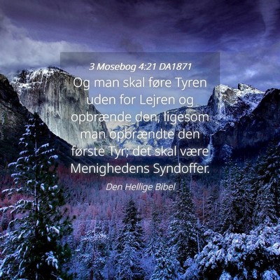 Picture 04 - 3 Mosebog 4:21 DA1871 - Og man skal føre Tyren uden for Lejren og - Bible Verse Picture