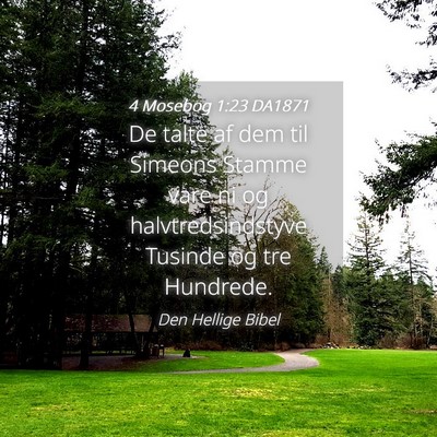Picture 04 - 4 Mosebog 1:23 DA1871 - De talte af dem til Simeons Stamme vare ni og - Bible Verse Picture