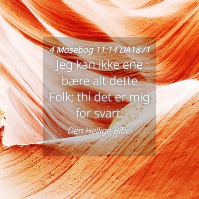 Picture 04 - 4 Mosebog 11:14 DA1871 - Jeg kan ikke ene bære alt dette Folk; thi det er - Bible Verse Picture