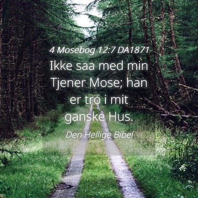 Picture 04 - 4 Mosebog 12:7 DA1871 - Ikke saa med min Tjener Mose; han er tro i mit - Bible Verse Picture
