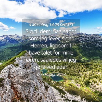 Picture 04 - 4 Mosebog 14:28 DA1871 - Sig til dem: Saa sandt som jeg lever, siger - Bible Verse Picture
