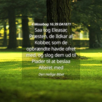 Picture 04 - 4 Mosebog 16:39 DA1871 - Saa tog Eleasar, Præsten, de Ildkar af Kobber, - Bible Verse Picture