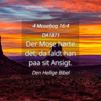 Picture 04 - 4 Mosebog 16:4 DA1871 - Der Mose hørte det, da faldt han paa sit - Bible Verse Picture