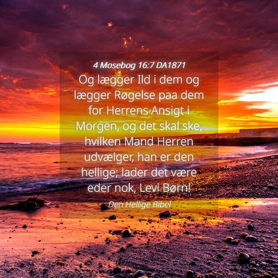 Picture 04 - 4 Mosebog 16:7 DA1871 - Og lægger Ild i dem og lægger Røgelse paa dem - Bible Verse Picture