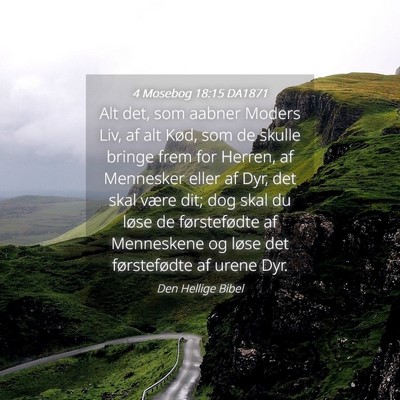 Picture 04 - 4 Mosebog 18:15 DA1871 - Alt det, som aabner Moders Liv, af alt Kød, som - Bible Verse Picture