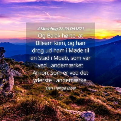 Picture 04 - 4 Mosebog 22:36 DA1871 - Og Balak hørte, at Bileam kom, og han drog ud - Bible Verse Picture