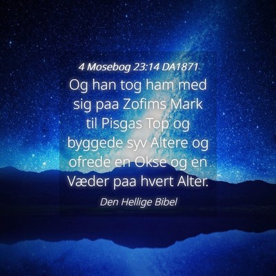 Picture 04 - 4 Mosebog 23:14 DA1871 - Og han tog ham med sig paa Zofims Mark til Pisgas - Bible Verse Picture