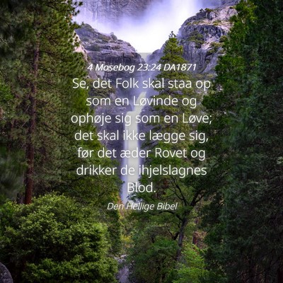 Picture 04 - 4 Mosebog 23:24 DA1871 - Se, det Folk skal staa op som en Løvinde og - Bible Verse Picture