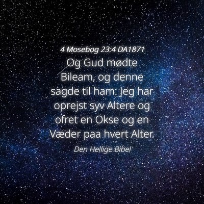 Picture 04 - 4 Mosebog 23:4 DA1871 - Og Gud mødte Bileam, og denne sagde til ham: Jeg - Bible Verse Picture
