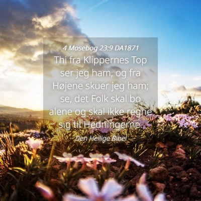 Picture 04 - 4 Mosebog 23:9 DA1871 - Thi fra Klippernes Top ser jeg ham, og fra - Bible Verse Picture