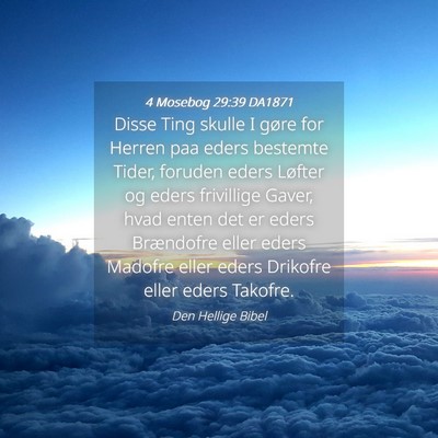 Picture 04 - 4 Mosebog 29:39 DA1871 - Disse Ting skulle I gøre for Herren paa eders - Bible Verse Picture