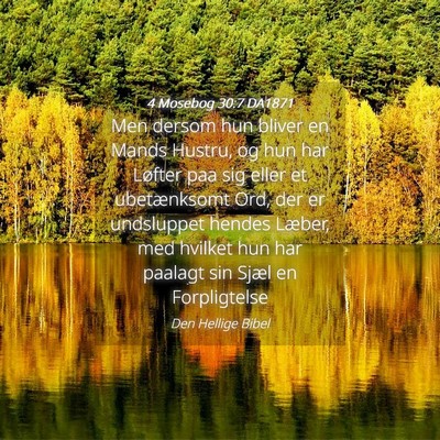 Picture 04 - 4 Mosebog 30:7 DA1871 - Men dersom hun bliver en Mands Hustru, og hun har - Bible Verse Picture