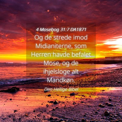 Picture 04 - 4 Mosebog 31:7 DA1871 - Og de strede imod Midianiterne, som Herren havde - Bible Verse Picture