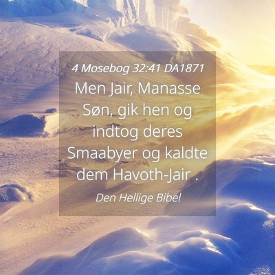 Picture 04 - 4 Mosebog 32:41 DA1871 - Men Jair, Manasse Søn, gik hen og indtog deres - Bible Verse Picture