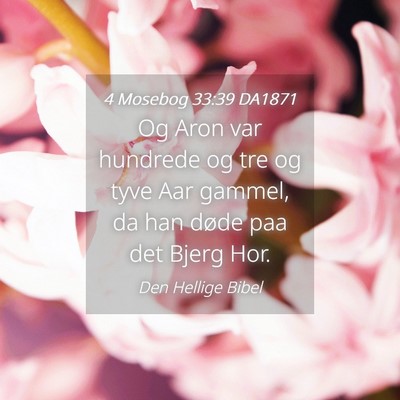 Picture 04 - 4 Mosebog 33:39 DA1871 - Og Aron var hundrede og tre og tyve Aar gammel, - Bible Verse Picture