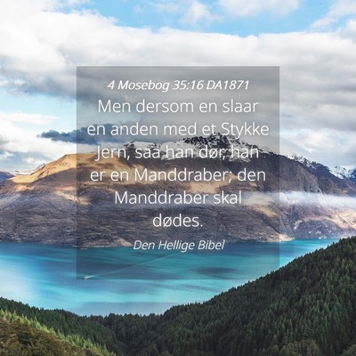 Picture 04 - 4 Mosebog 35:16 DA1871 - Men dersom en slaar en anden med et Stykke Jern, - Bible Verse Picture