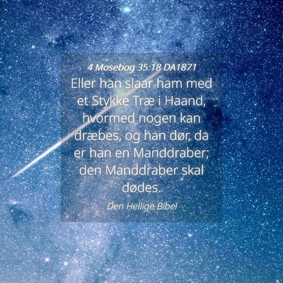 Picture 04 - 4 Mosebog 35:18 DA1871 - Eller han slaar ham med et Stykke Træ i Haand, - Bible Verse Picture