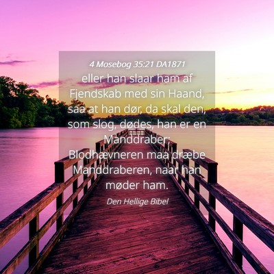 Picture 04 - 4 Mosebog 35:21 DA1871 - eller han slaar ham af Fjendskab med sin Haand, - Bible Verse Picture