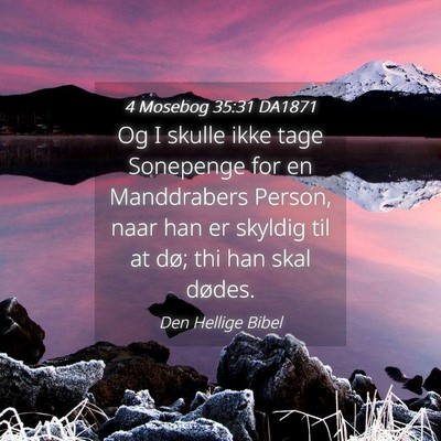 Picture 04 - 4 Mosebog 35:31 DA1871 - Og I skulle ikke tage Sonepenge for en - Bible Verse Picture