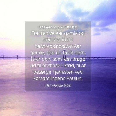 Picture 04 - 4 Mosebog 4:23 DA1871 - Fra tredive Aar gamle og derover, indtil - Bible Verse Picture
