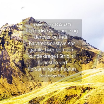 Picture 04 - 4 Mosebog 4:39 DA1871 - fra tredive Aar gamle og derover og indtil - Bible Verse Picture