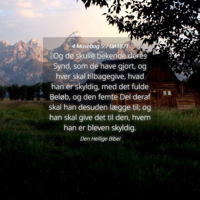 Picture 04 - 4 Mosebog 5:7 DA1871 - Og de skulle bekende deres Synd, som de have - Bible Verse Picture