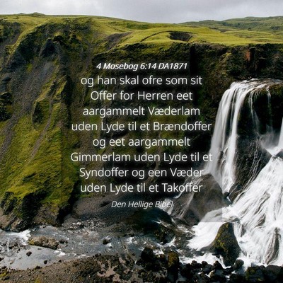 Picture 04 - 4 Mosebog 6:14 DA1871 - og han skal ofre som sit Offer for Herren eet - Bible Verse Picture