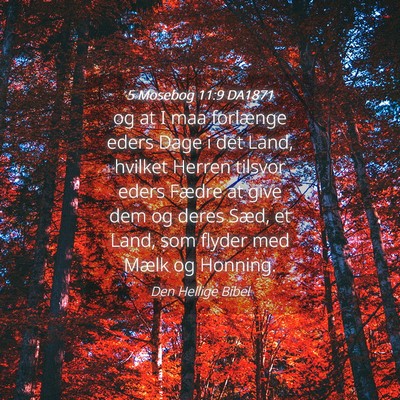 Picture 04 - 5 Mosebog 11:9 DA1871 - og at I maa forlænge eders Dage i det Land, - Bible Verse Picture