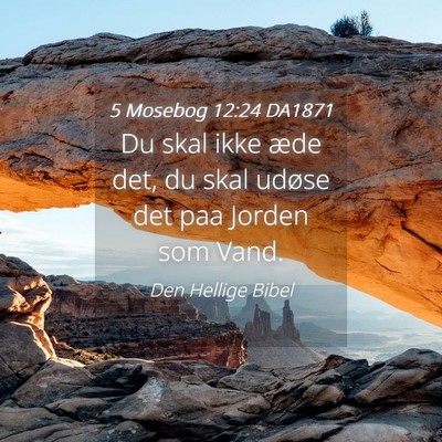 Picture 04 - 5 Mosebog 12:24 DA1871 - Du skal ikke æde det, du skal udøse det paa - Bible Verse Picture