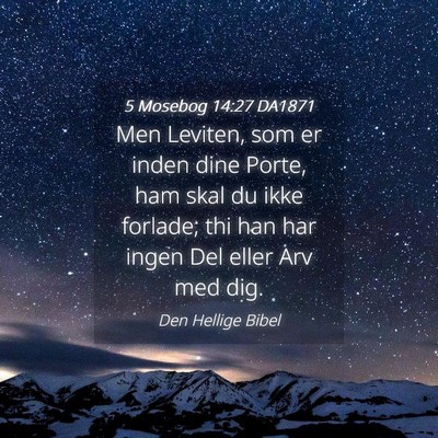Picture 04 - 5 Mosebog 14:27 DA1871 - Men Leviten, som er inden dine Porte, ham skal du - Bible Verse Picture