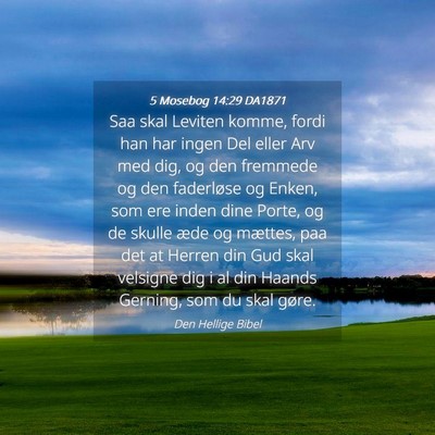 Picture 04 - 5 Mosebog 14:29 DA1871 - Saa skal Leviten komme, fordi han har ingen Del - Bible Verse Picture