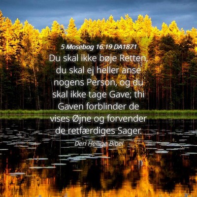 Picture 04 - 5 Mosebog 16:19 DA1871 - Du skal ikke bøje Retten, du skal ej heller anse - Bible Verse Picture