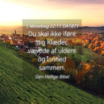 Picture 04 - 5 Mosebog 22:11 DA1871 - Du skal ikke iføre dig Klæder, vævede af - Bible Verse Picture