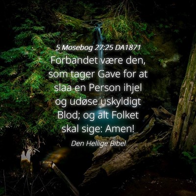Picture 04 - 5 Mosebog 27:25 DA1871 - Forbandet være den, som tager Gave for at slaa - Bible Verse Picture