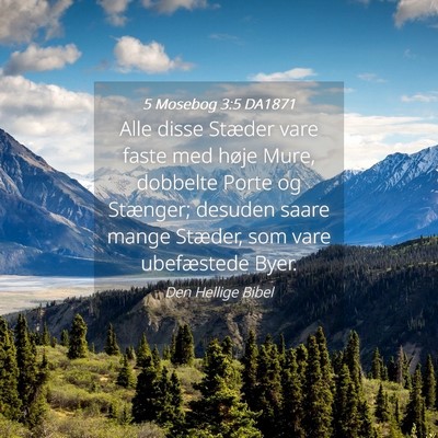 Picture 04 - 5 Mosebog 3:5 DA1871 - Alle disse Stæder vare faste med høje Mure, - Bible Verse Picture