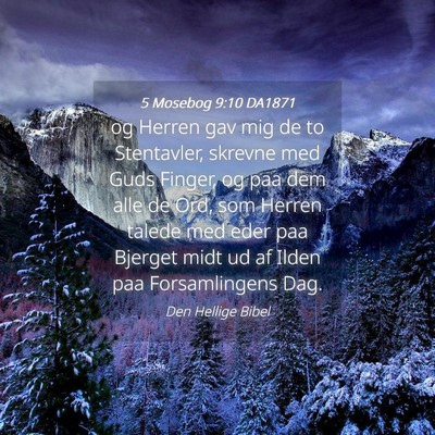 Picture 04 - 5 Mosebog 9:10 DA1871 - og Herren gav mig de to Stentavler, skrevne med - Bible Verse Picture