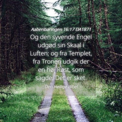Picture 04 - Aabenbaringen 16:17 DA1871 - Og den syvende Engel udgød sin Skaal i Luften; - Bible Verse Picture