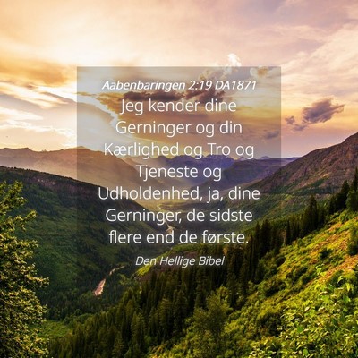 Picture 04 - Aabenbaringen 2:19 DA1871 - Jeg kender dine Gerninger og din Kærlighed og - Bible Verse Picture